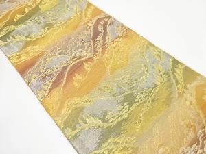 アンティーク　山並に樹木風景模様織り出し袋帯（着用可）